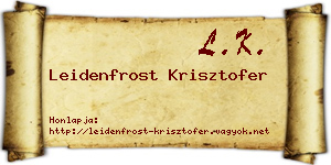 Leidenfrost Krisztofer névjegykártya